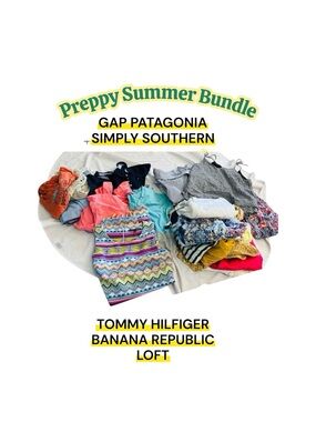 Preppy Brands 18-20 Pcs Summer Clothes Bundle Dress, Top, Pants, Linen, Cotton